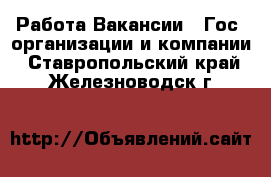 Работа Вакансии - Гос. организации и компании. Ставропольский край,Железноводск г.